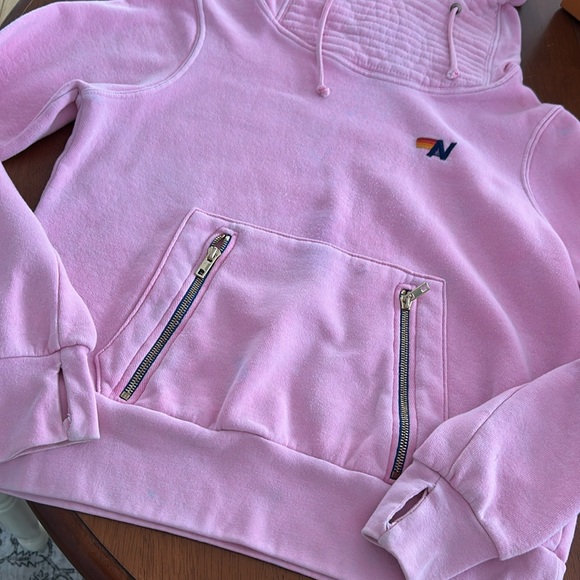 Aviator nation pink hoodie sweatshirt zip pocket - Picture 8 of 16